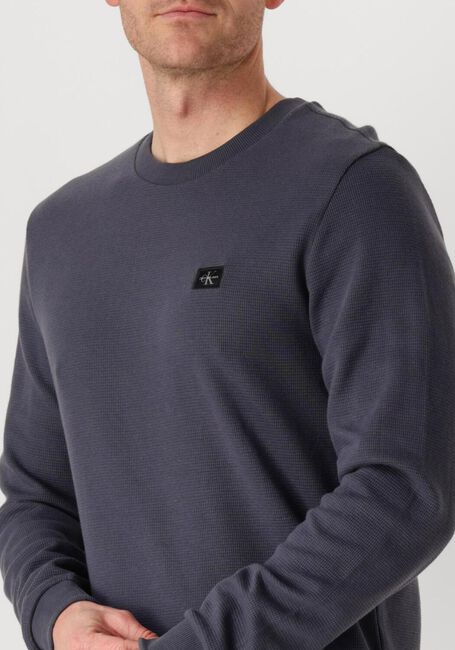 Blauwe CALVIN KLEIN Trui WOVEN LABEL WAFFLE LS TEE - large