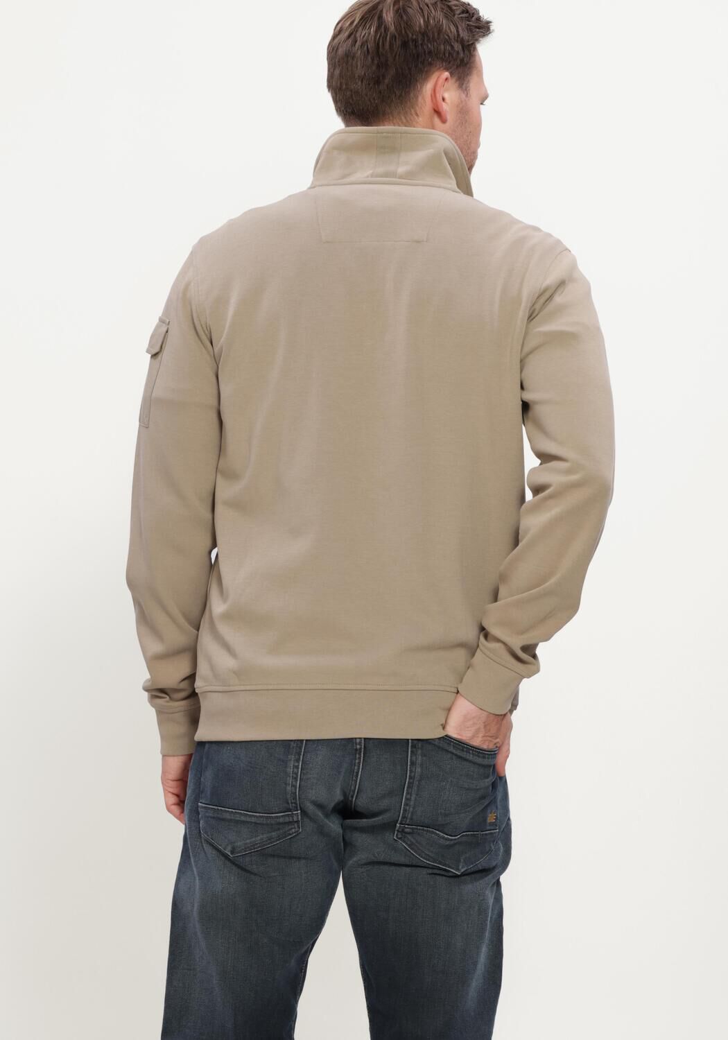 Beige PME LEGEND Trui HALF ZIP COLLAR INTERLOCK JERSEY - large