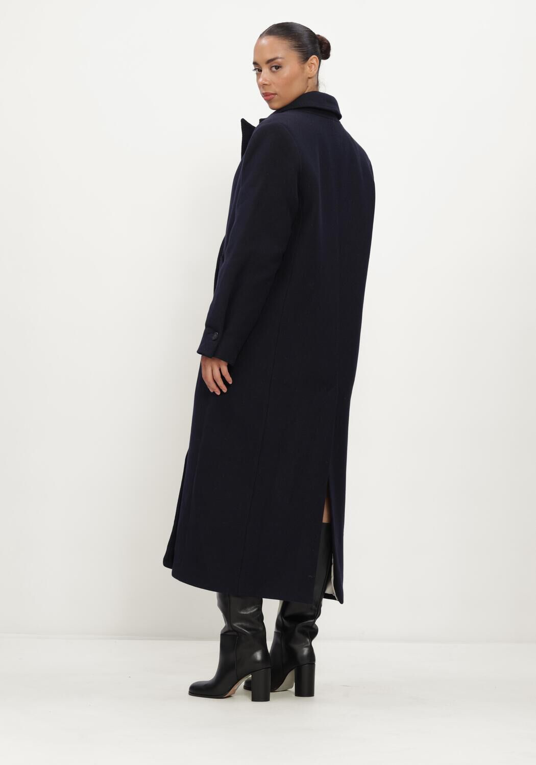 RUBY TUESDAY Dames Jassen Mattin Woolen Double Breated Long Coat Donkerblauw
