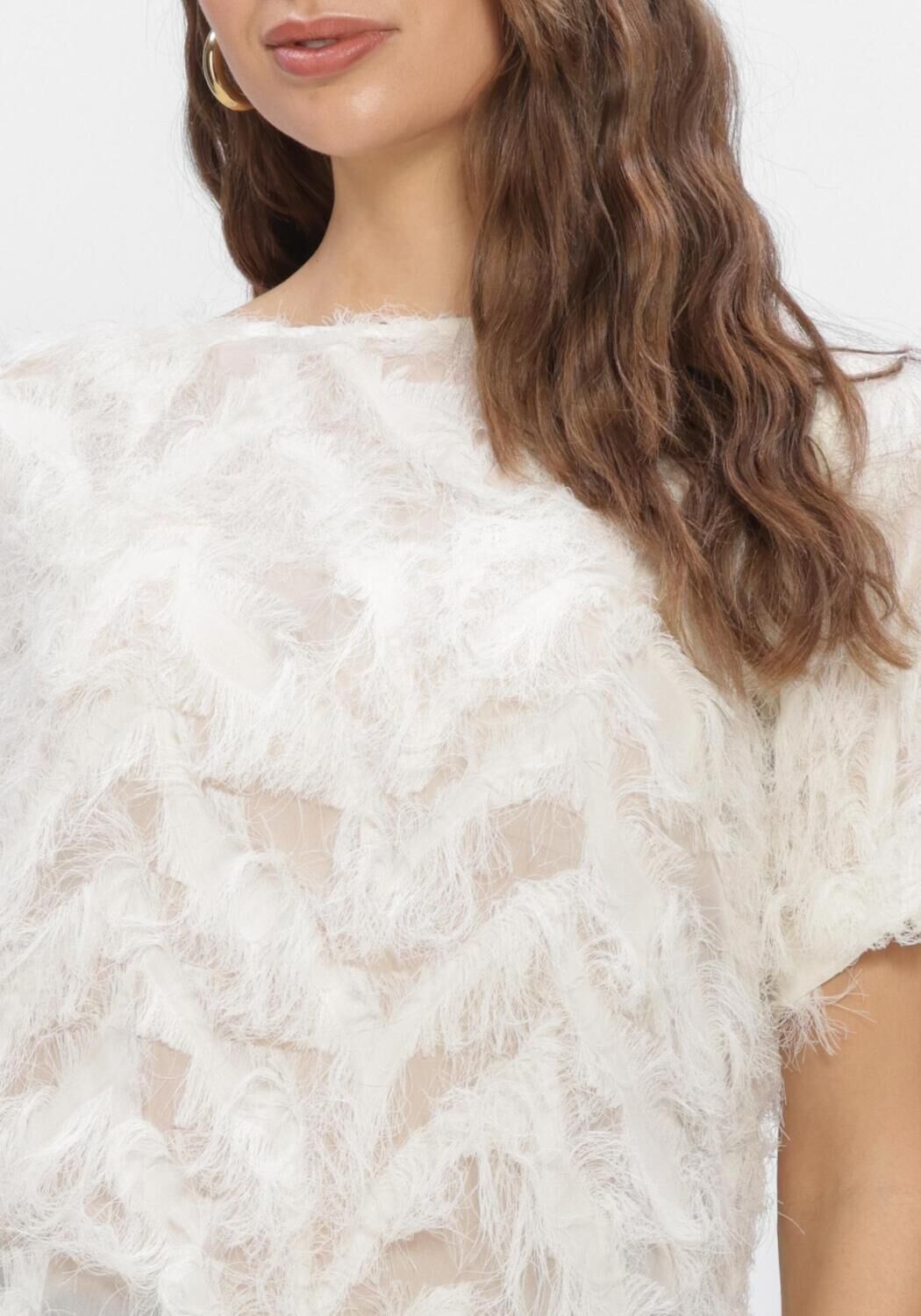 Gebroken wit SELECTED WOMEN Tops & T-shirts SLFMYLINE SS BOAT NECK TOP - large