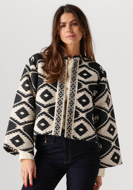 Zwarte SUMMUM Jack SHORT ROUND NECK JACKET GEO AZTEK - large