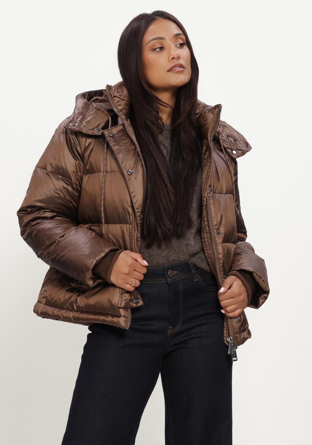 Bruine MOS MOSH Gewatteerde jas MMJILLY METALLIC DOWN JACKET - large