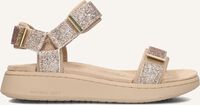 Beige WODEN Platte sandalen LINE GLITTER - medium
