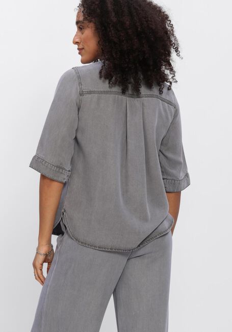 Grijze OBJECT Blouses OBJFRAME 2/4 RE DENIM TOP - large