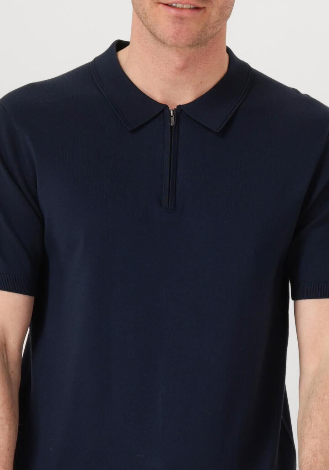 PURE PATH Heren Polo's & T-shirts Regular Fit Polo Ss Half Zip Knitwear Donkerblauw