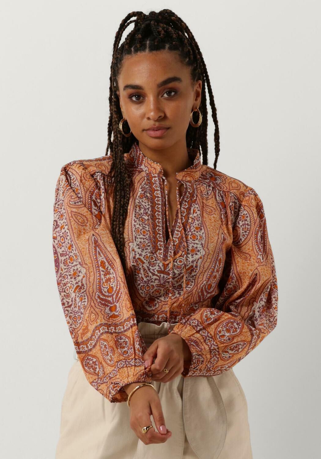 Antik batik Katoenen paisley print top Tajar oranje