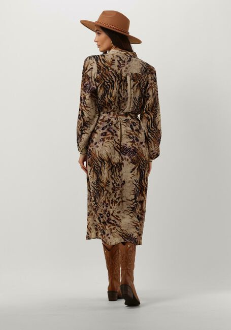 Bruine SUMMUM Midi jurk DRESS ANIMAL SEERSUCKER - large
