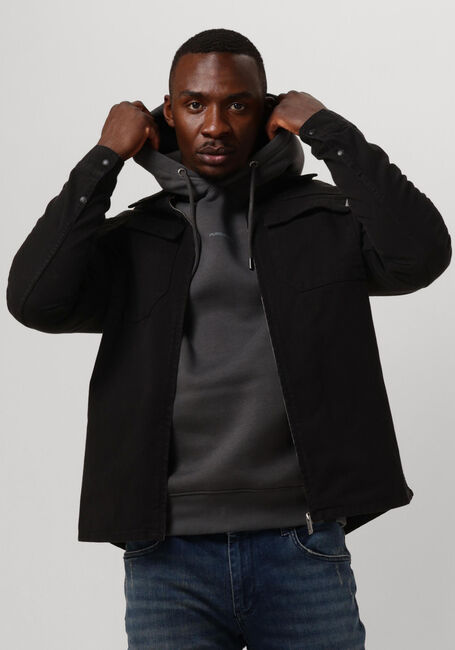 Zwarte PUREWHITE Overshirt TWILL OVERSHIRT WITH ZIPPER AND TWO FRONT POCKETS - large