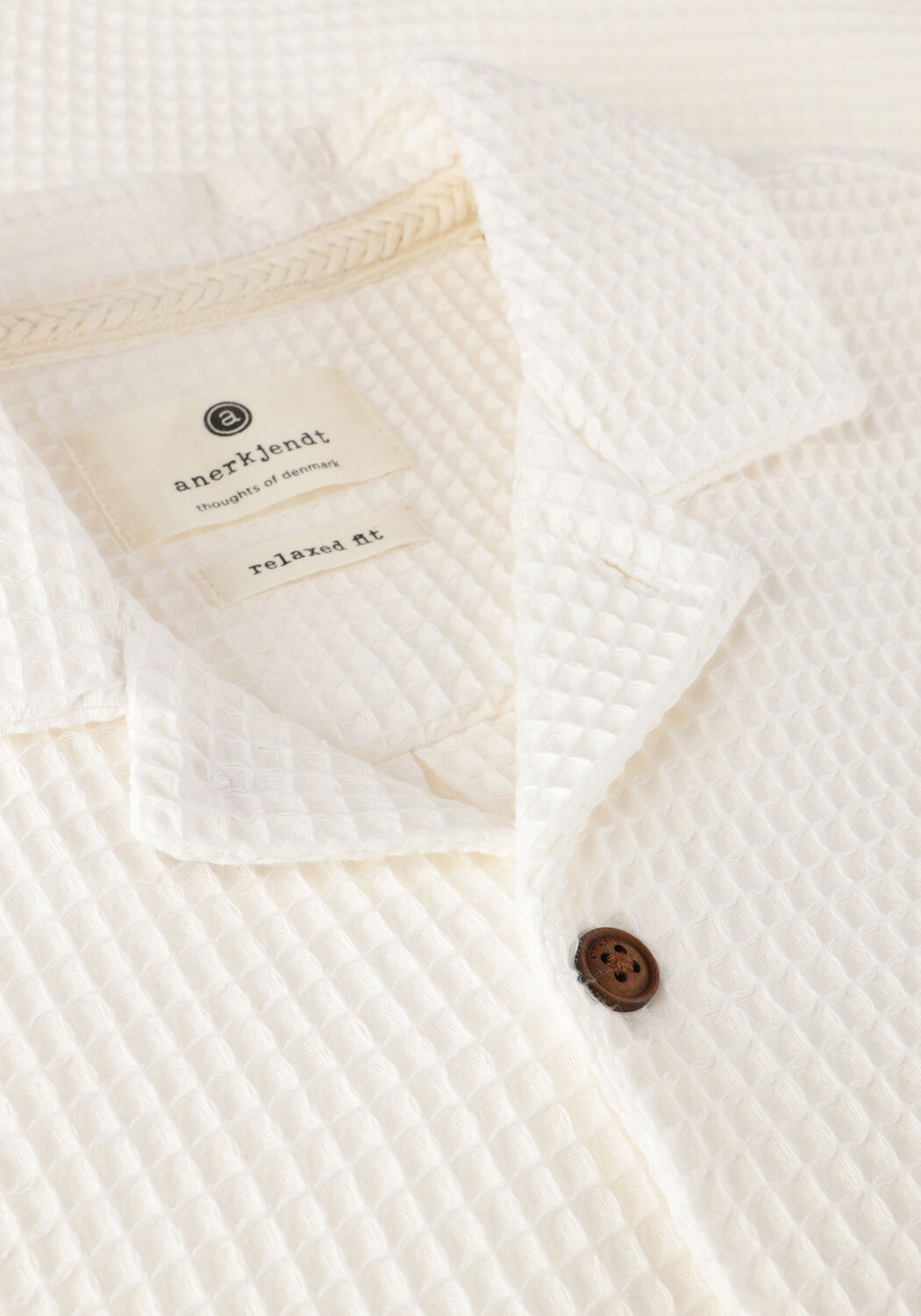 Witte ANERKJENDT Casual overhemd AKLEON S/S WAFFLE SHIRT - large