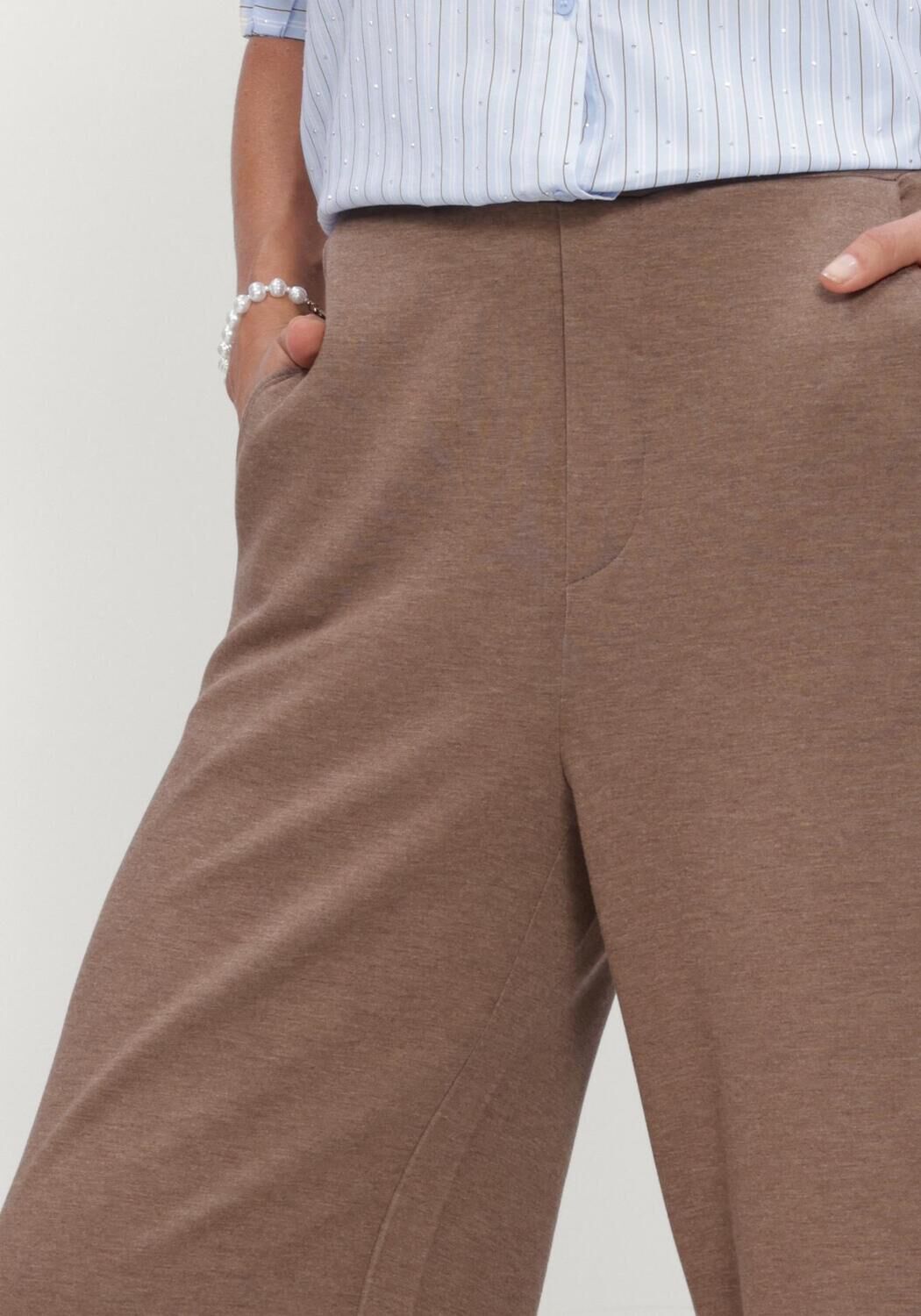 Bruine INWEAR Wijde broek GINCETTEIW MELANGE PANTS - large