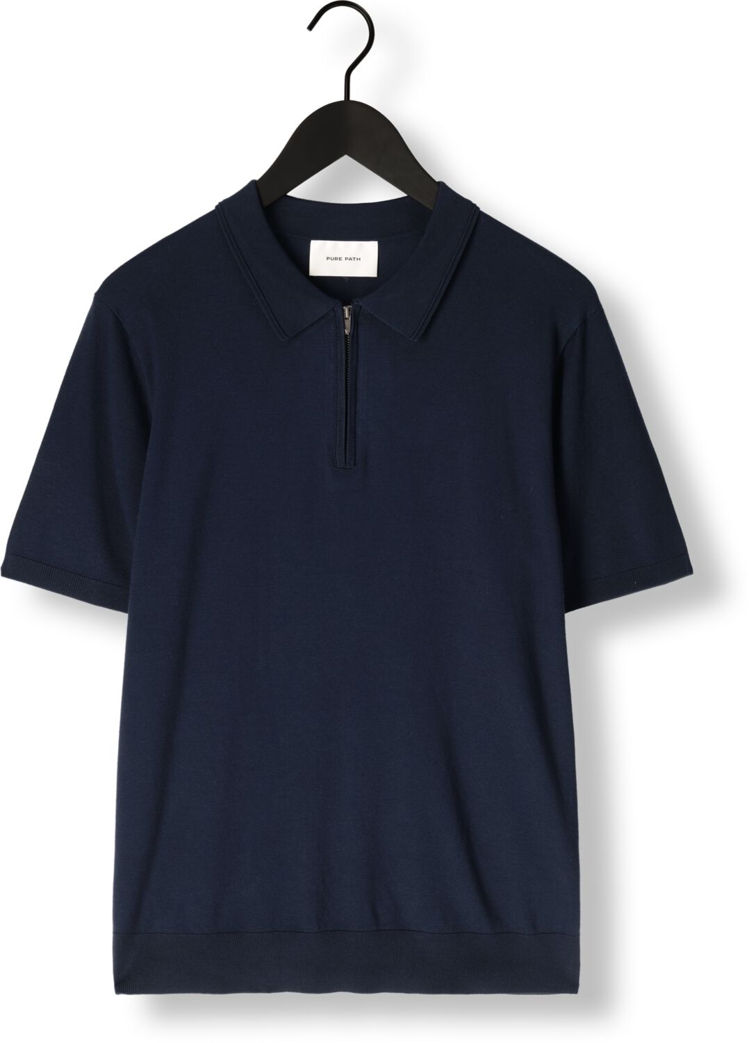 PURE PATH Heren Polo's & T-shirts Regular Fit Polo Ss Half Zip Knitwear Donkerblauw