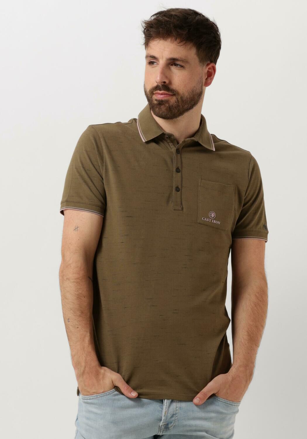 CAST IRON Heren Polo's & T-shirts Short Sleeve Polo Injected Cotton Pique Groen