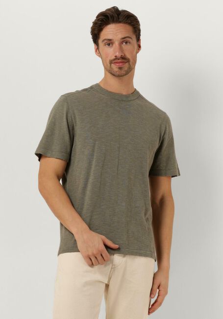 Groene SELECTED HOMME T-shirt SLHBERG LINEN SS KNIT TEE NOOS - large