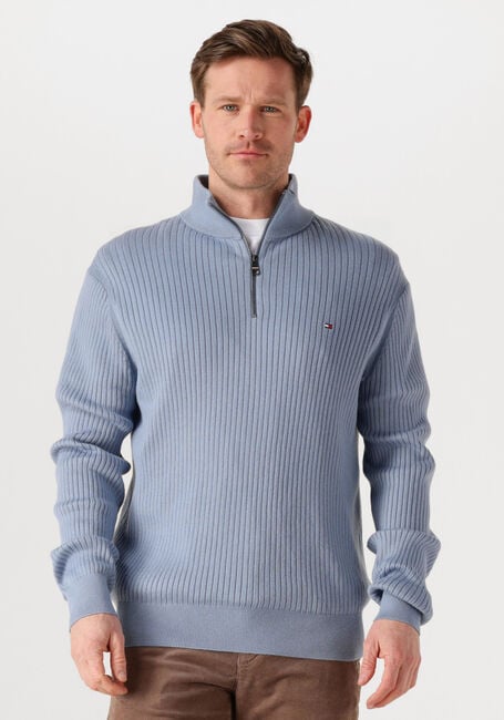 Blauwe TOMMY HILFIGER Trui PIMA ORG CTN CASH STRUCTURE ZIP MOCK - large