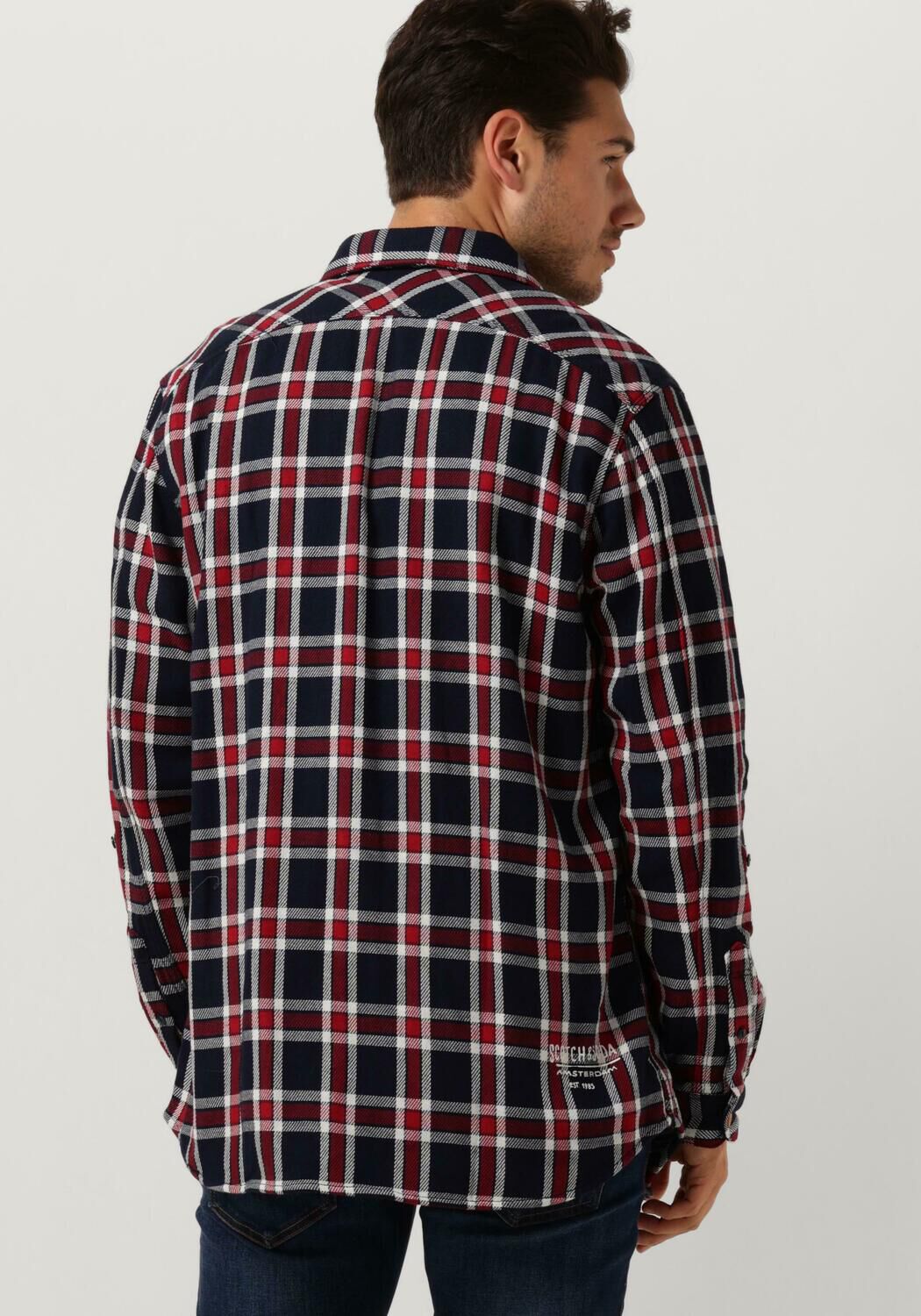 SCOTCH & SODA Heren Overhemden Archive Double Face Twill Check Donkerblauw