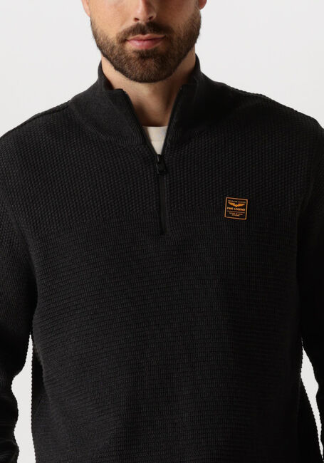 Zwarte PME LEGEND Trui HALF ZIP COLLAR COTTON MOULINE - large