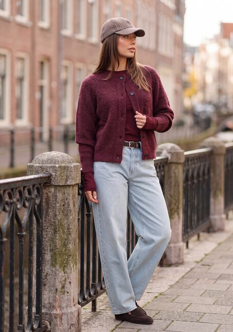 Bordeaux SELECTED WOMEN Trui SLFLULU LS KNIT SHORT CARDIGAN - large