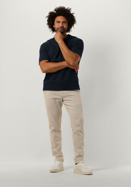 Donkerblauwe SELECTED HOMME T-shirt SLHLOOSSAUL SLUB SS O-NECK TEE - large