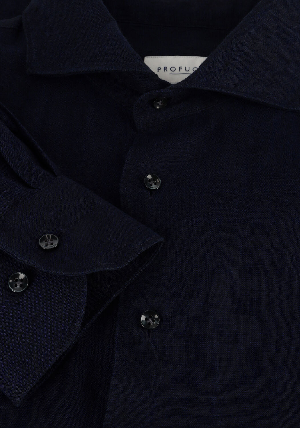 Donkerblauwe PROFUOMO Casual overhemd SHIRT X-CUTAWAY SC LINNEN - large