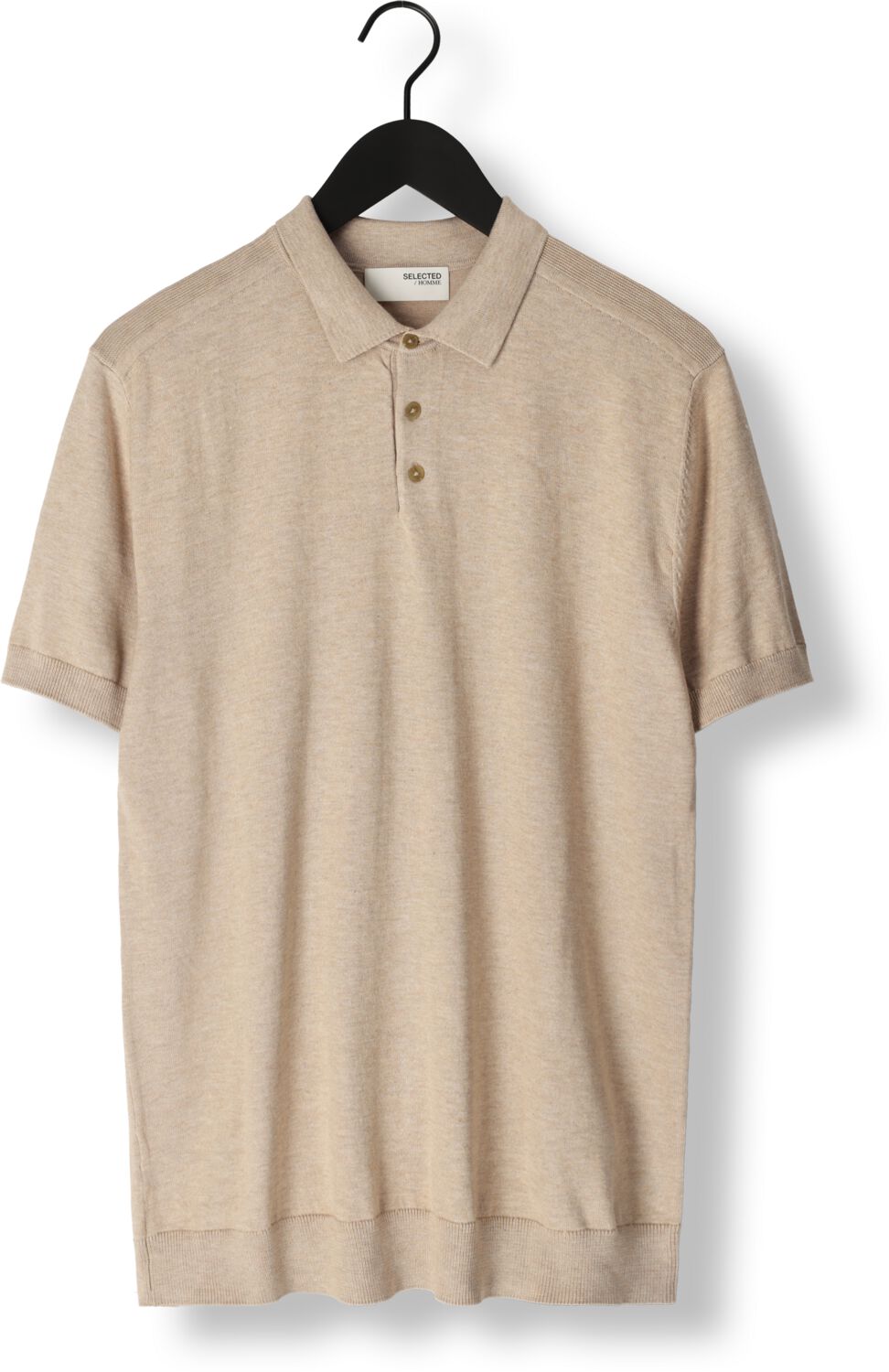 SELECTED HOMME Heren Polo's & T-shirts Slhberg Ss Knit Polo Noos Beige