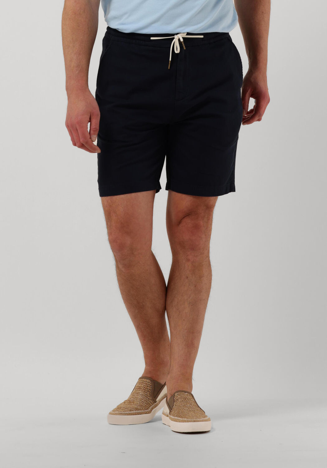 donkerblauwe scotch soda korte broek fave cotton linen twill bermuda short