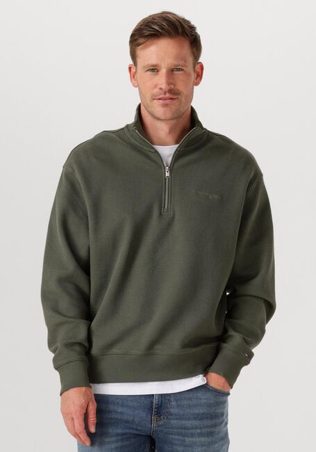 Groene TOMMY JEANS Trui TJM RLX WAFFLE SCRIPT QRTR ZIP - large