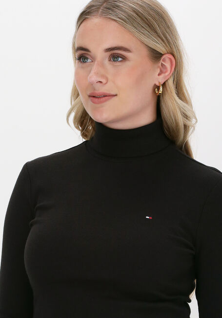 Zwarte TOMMY HILFIGER Trui SKINNY ROLL-NK RIB TOP LS - large