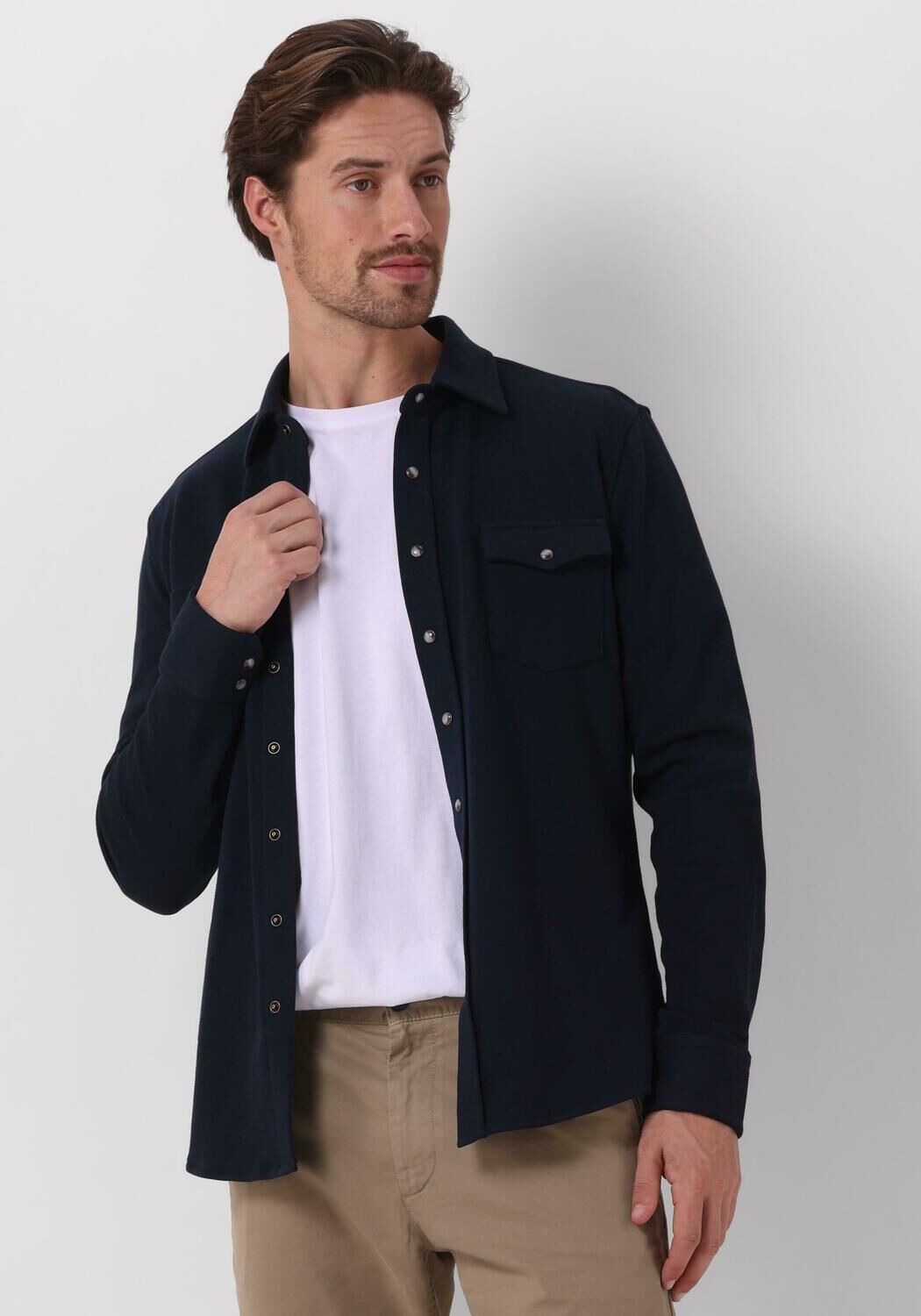 PROFUOMO Heren Overhemden Overshirt Wester Donkerblauw