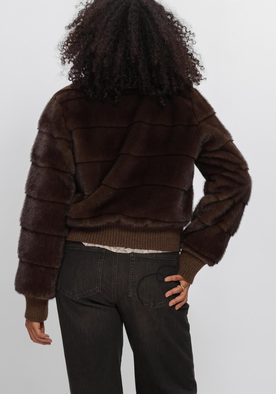 Bruine NUKUS Faux fur jas MANUELA JACKET - large
