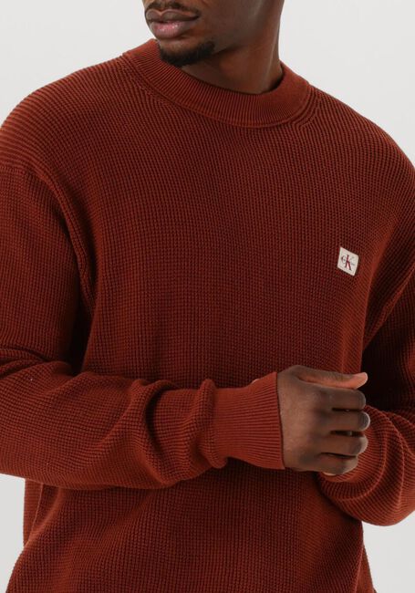 Rode CALVIN KLEIN Trui LS EZ COTTON WAFFLE CREWNK SWTR 9 - large