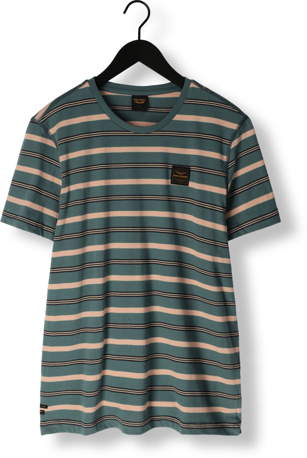 PME LEGEND Heren Polo's & T-shirts Short Sleeve R-neck Yd Stripe Jersey Groen