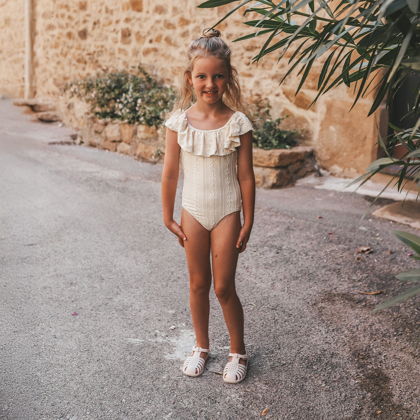 SALTED STORIES Meisjes Zwemkleding Anglaise Swimsuit Creme