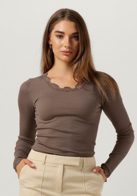 Taupe ROSEMUNDE Top BABETTE SILK T-SHIRT LACE - large