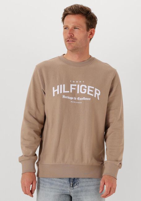 Beige TOMMY HILFIGER Sweater HILFIGER ARCH CREW NECK - large