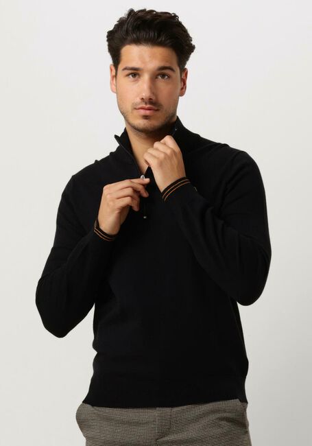 Zwarte PS PAUL SMITH Trui MENS SWEATER ZIP NECK ZEB BAD - large