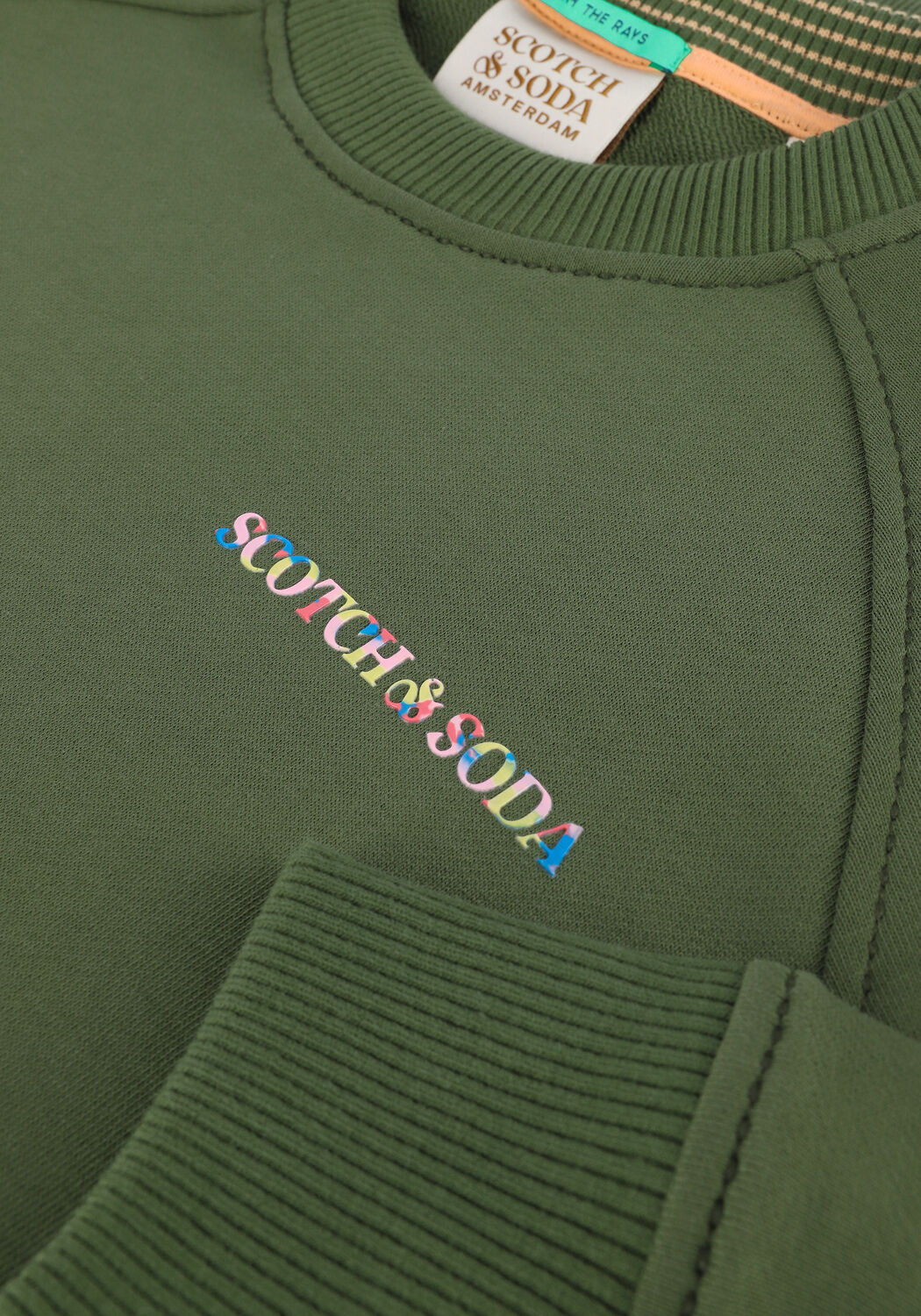 Groene SCOTCH & SODA Sweater CREWNECK LOGO FELPA SWEATSHIRT IN ORGANIC COTTON - large