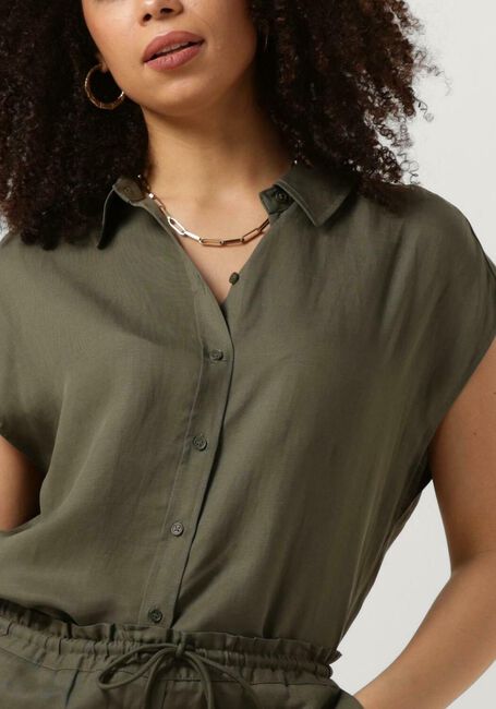 Olijf ANOTHER LABEL Blouse BENOITE TENCEL SHIRT S/S - large