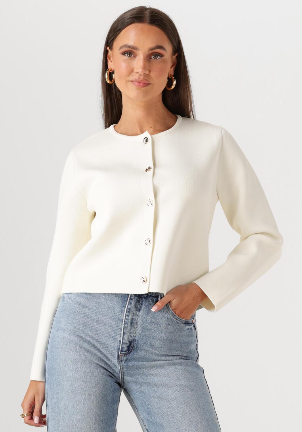 NEO NOIR Dames Truien & Vesten Limi Smooth Knit Cardigan Wit