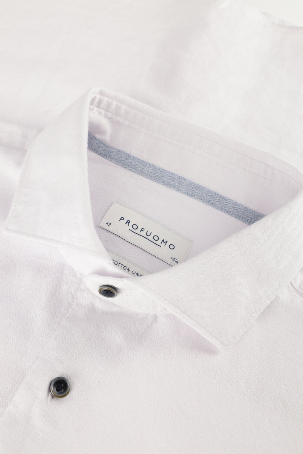 Witte PROFUOMO Klassiek overhemd SHIRT CUTAWAY SC COTTON LINNEN - large