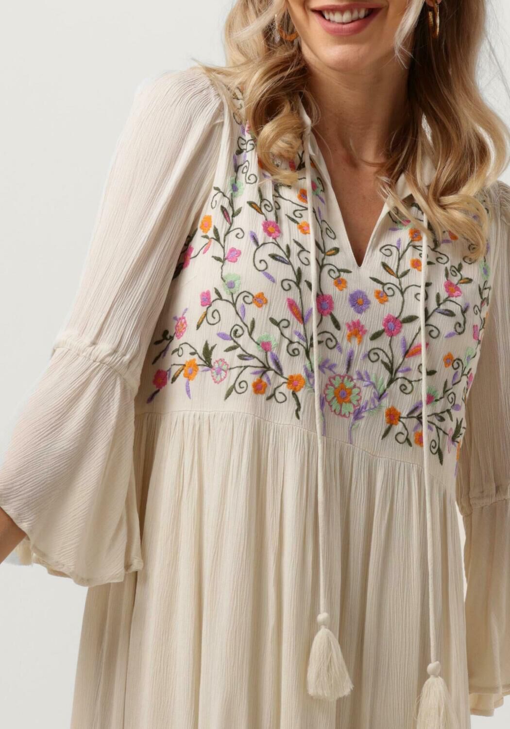 beige y.a.s. midi jurk yaschella 3 4 tunic dress