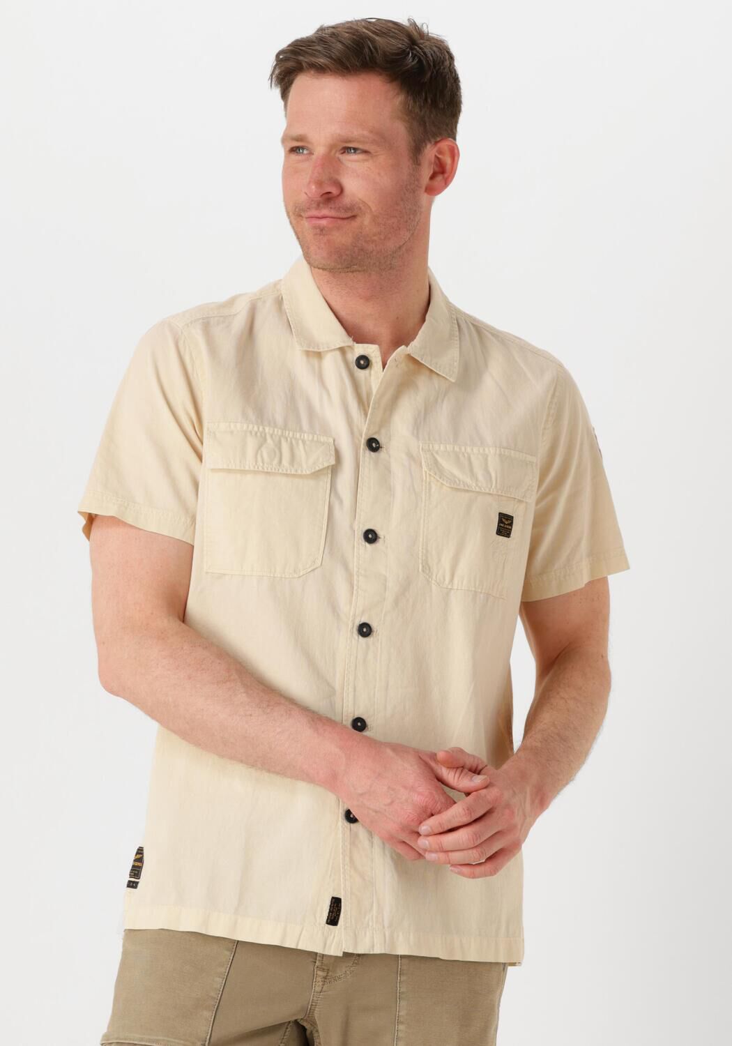 PME LEGEND Heren Overhemden Short Sleeve Shirt Ctn Bedford Beige