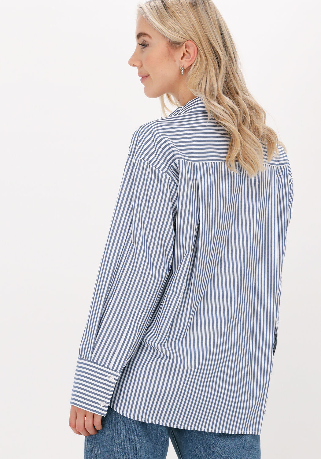 blauw wit gestreepte just female blouse choice boyfriend shirt