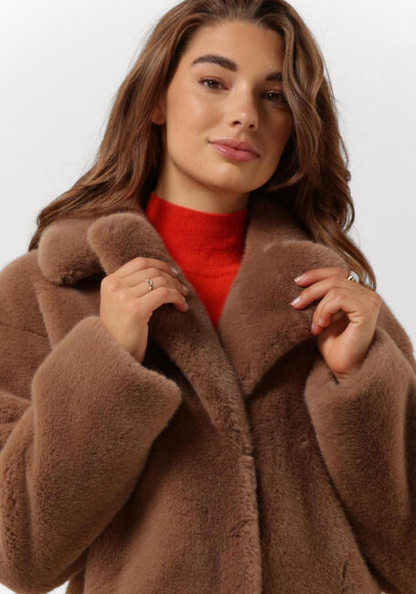 Taupe STAND STUDIO Faux fur jas CAMILLE COCOON COAT - large