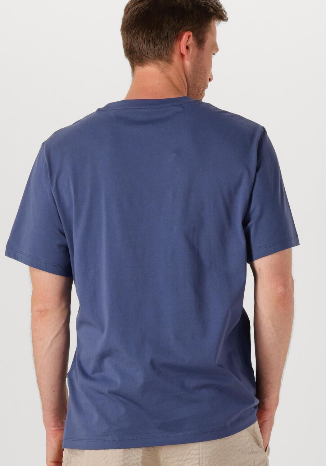 SELECTED HOMME Heren Polo's & T-shirts Slhaspen Emb Ss O-neck Tee Blauw