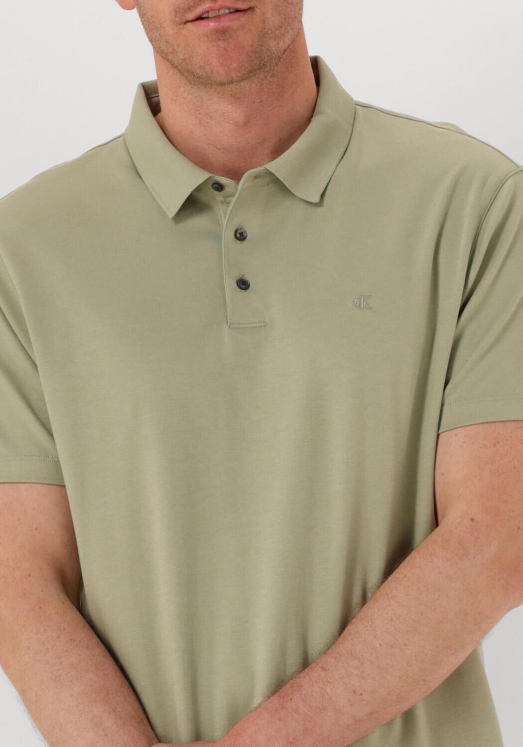 CALVIN KLEIN Heren Polo's & T-shirts Ss Supima Chest Emb Groen