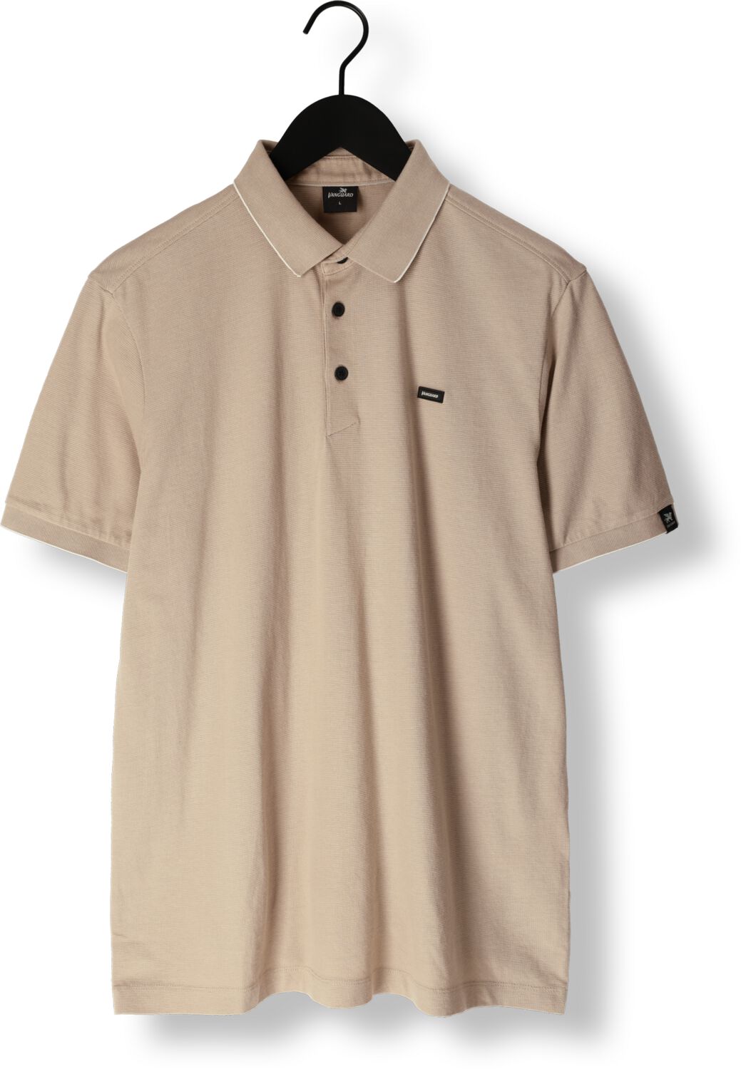 VANGUARD Heren Polo's & T-shirts Short Sleeve Polo Pique Waffle Structure Beige