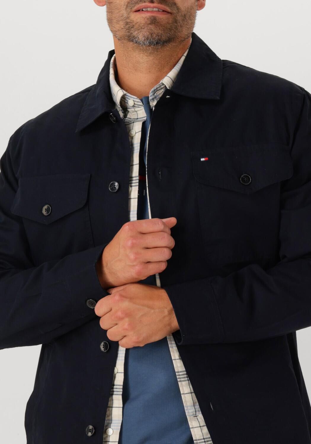 TOMMY HILFIGER Heren Jassen Cotton Twill Shirt Jacket Donkerblauw