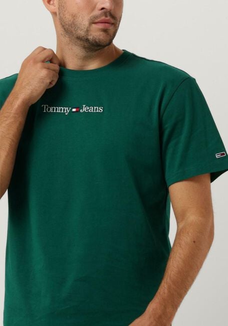 Donkergroene TOMMY JEANS T-shirt TJM CLASSIC LINEAR LOGO TEE - large