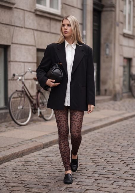 Bruine ALIX THE LABEL Legging LADIES KNITTED LEOPARD LEGGING - large