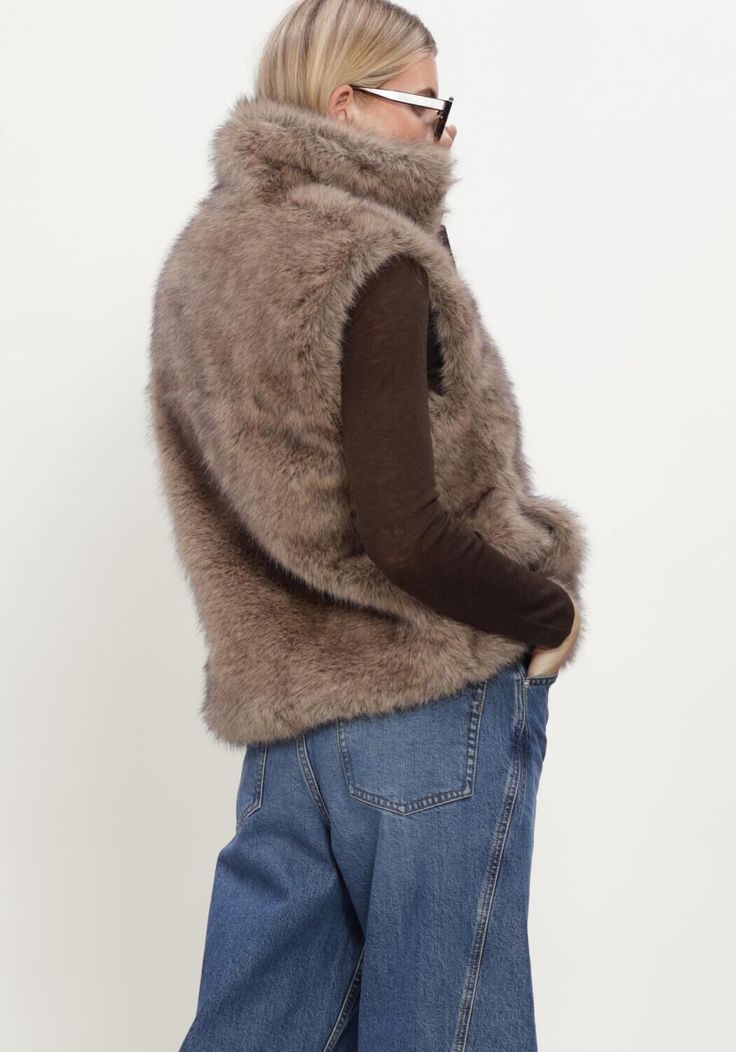 OBJECT Dames Blazers Objisala S l Lo Hairy Waistcoat Bruin